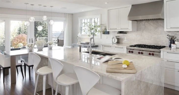 Cristallo White Quartzite Slabs   Countertop and wall