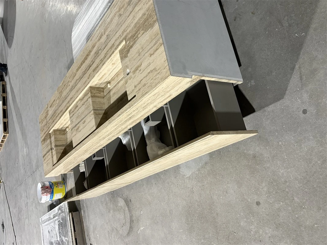 Italy Silver Grey Travertine Bespoke Vanity Italy Silver Grey Travertine Bespoke Vanity